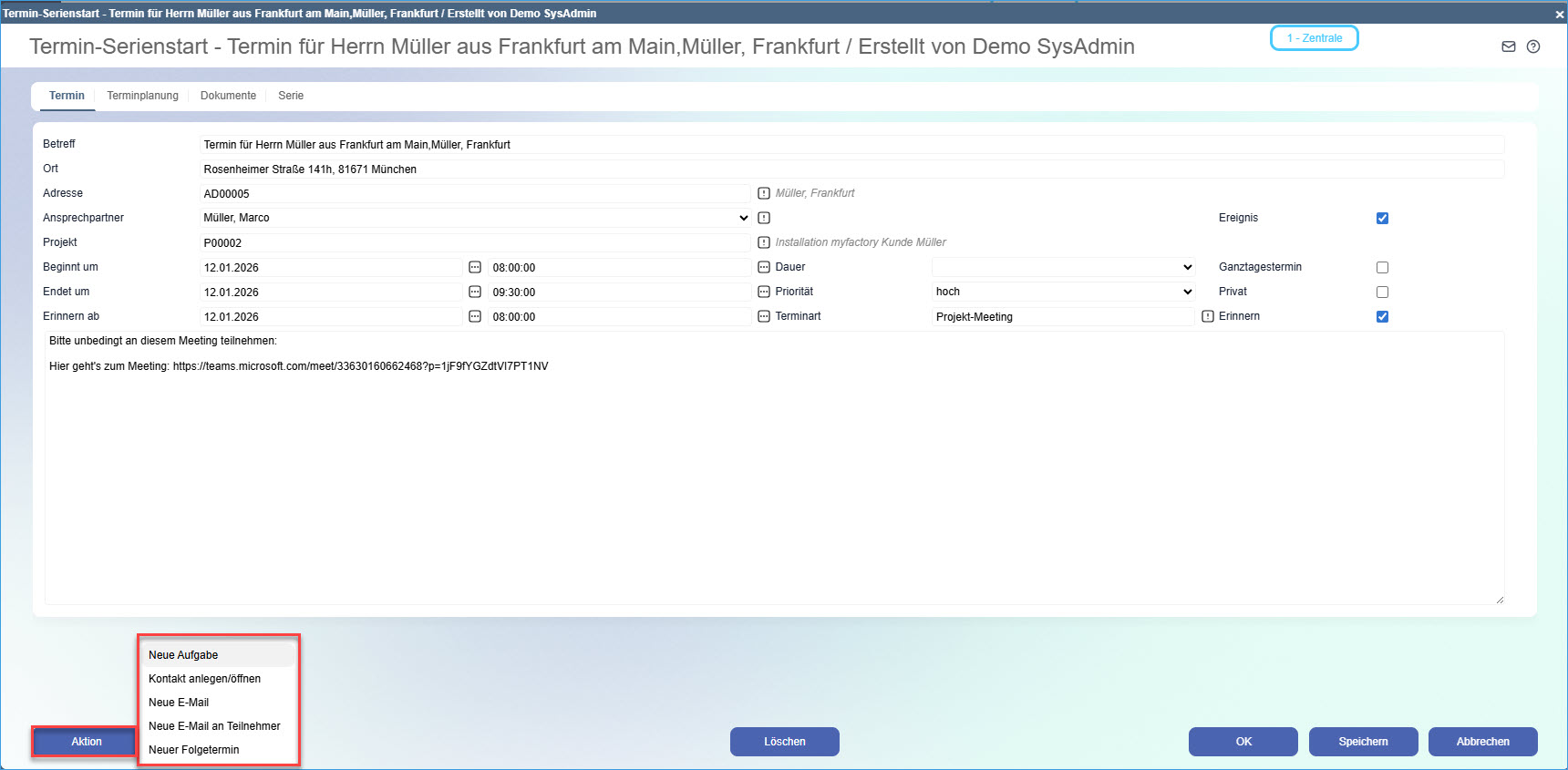 Neuen Termin anlegen 13