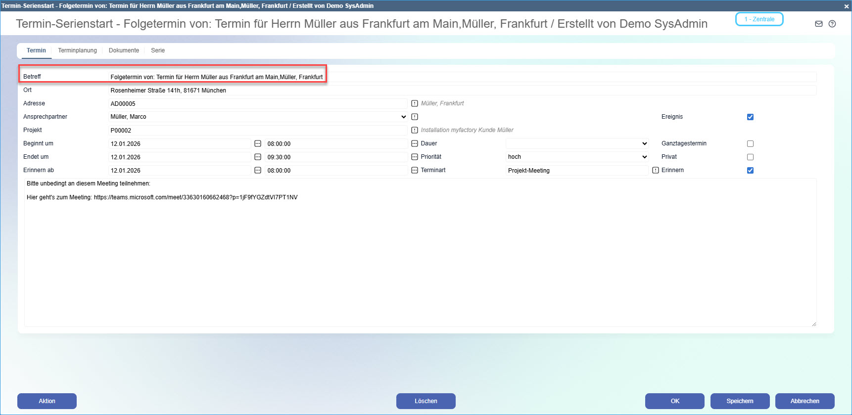 Neuen Termin anlegen 14