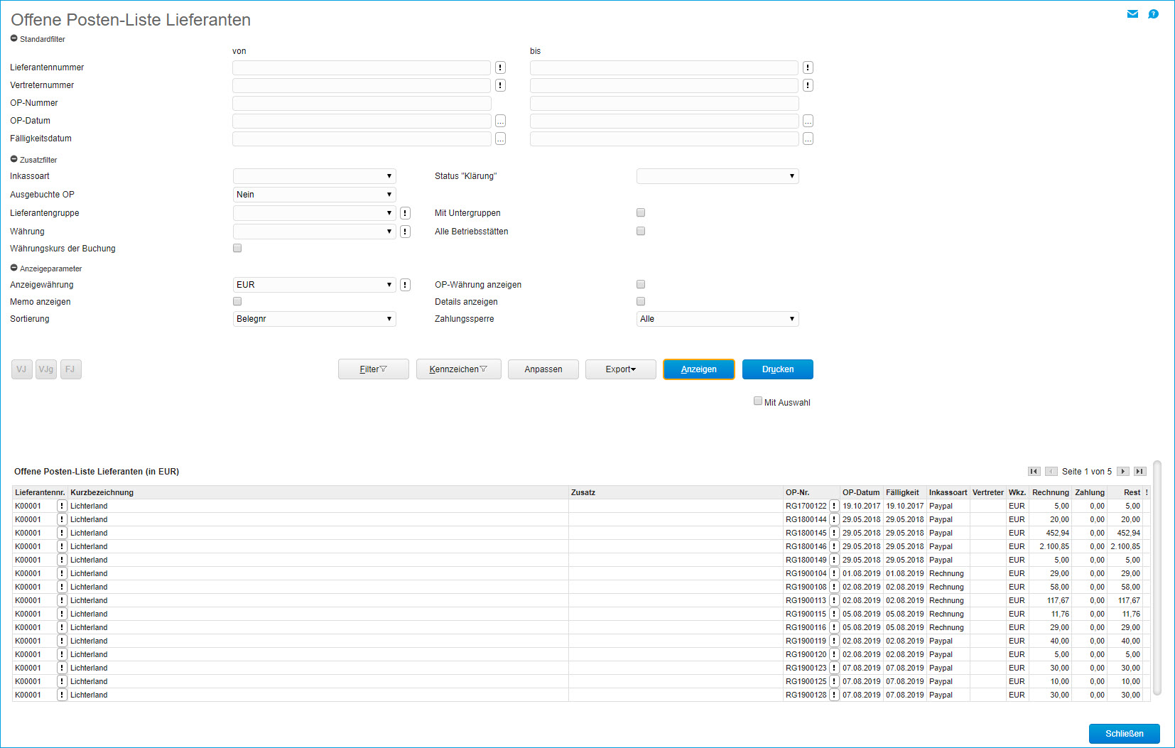 Offene Posten Lieferanten 0