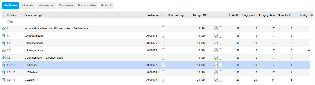Produktionsauftrag bearbeiten 4