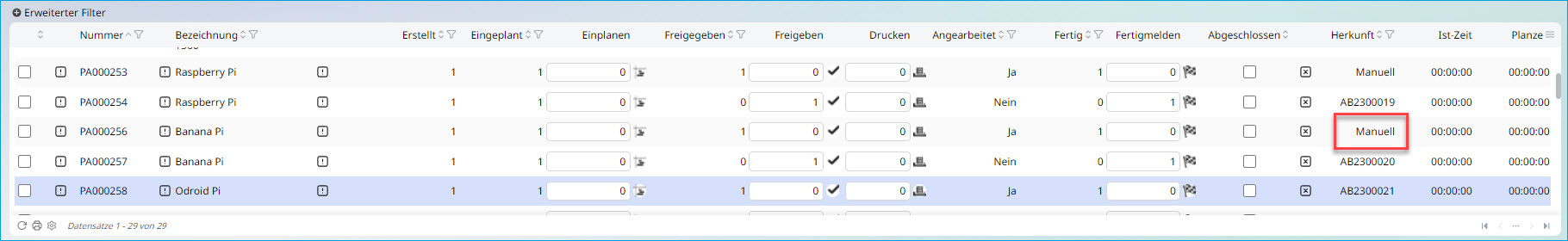 Produktionsauftrag bearbeiten 12