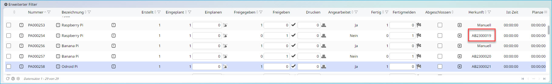 Produktionsauftrag bearbeiten 11