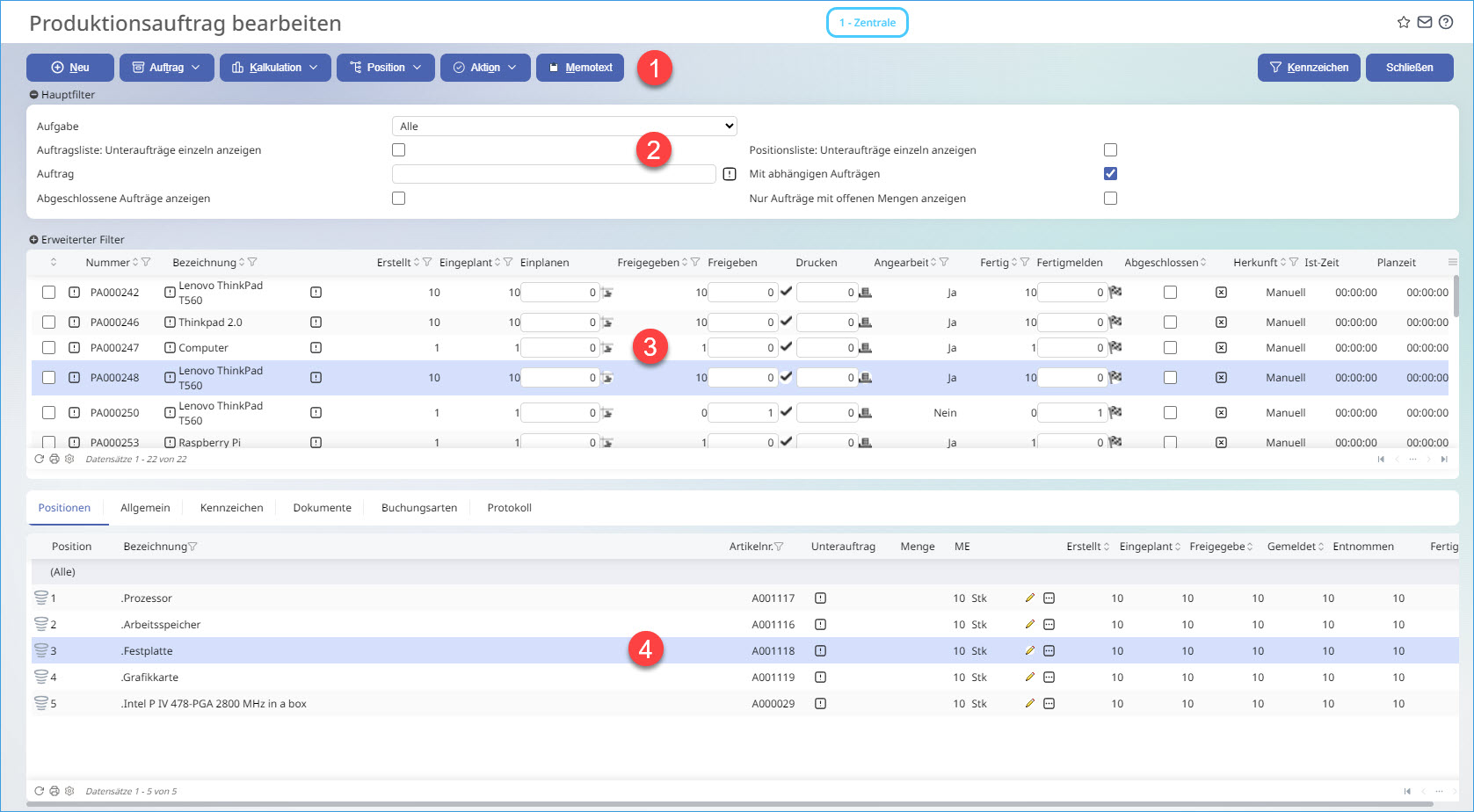 Produktionsauftrag bearbeiten 0