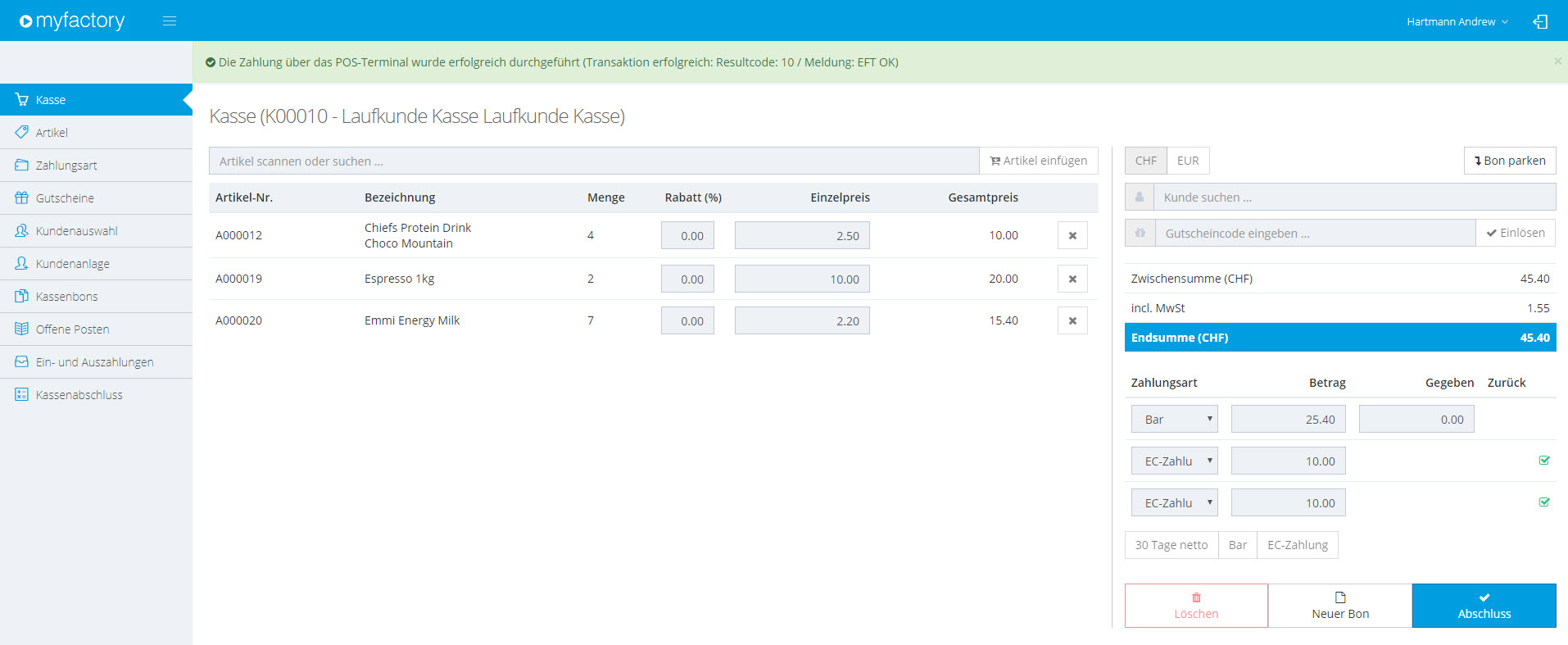 Myfactory.POS: Die Kasse nutzen 39