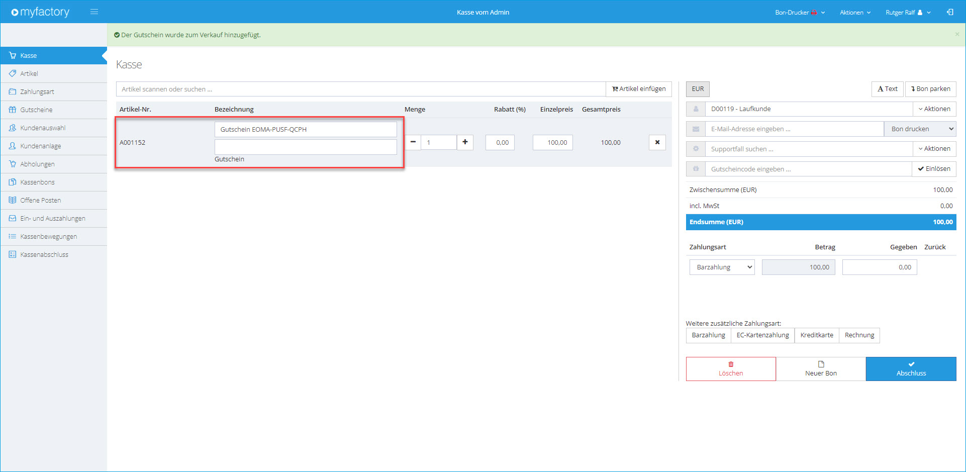 Myfactory.POS: Die Kasse nutzen 65