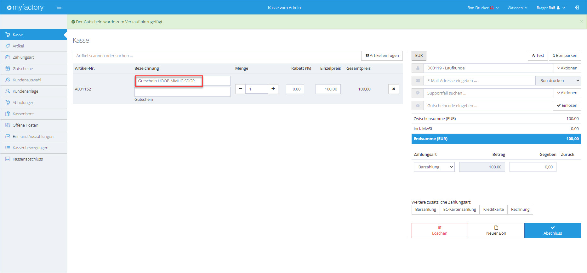 Myfactory.POS: Die Kasse nutzen 67