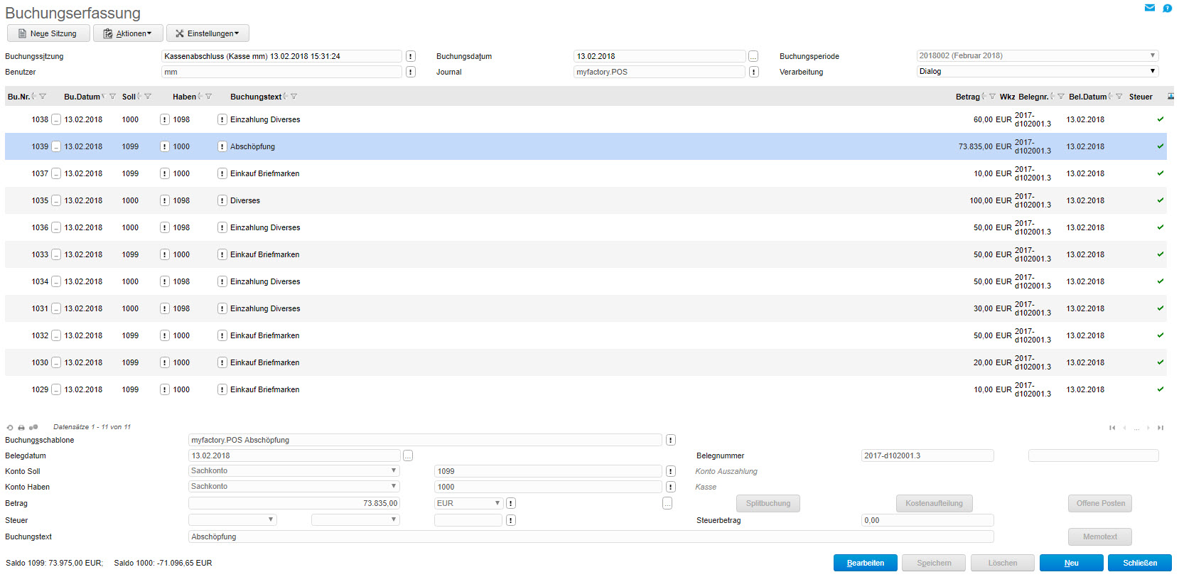 Myfactory.POS: Die Kasse nutzen 87