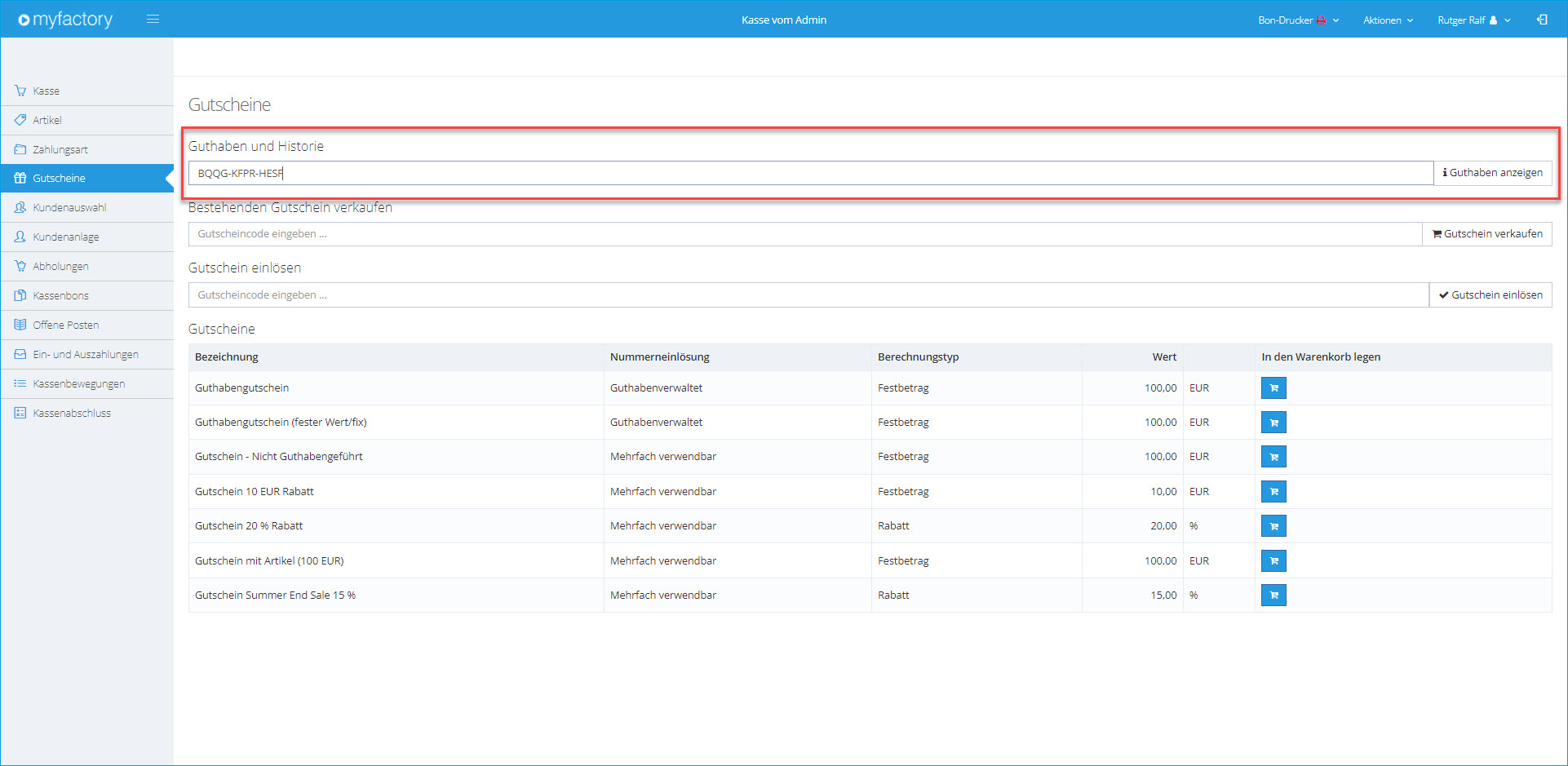 Myfactory.POS: Die Kasse nutzen 59