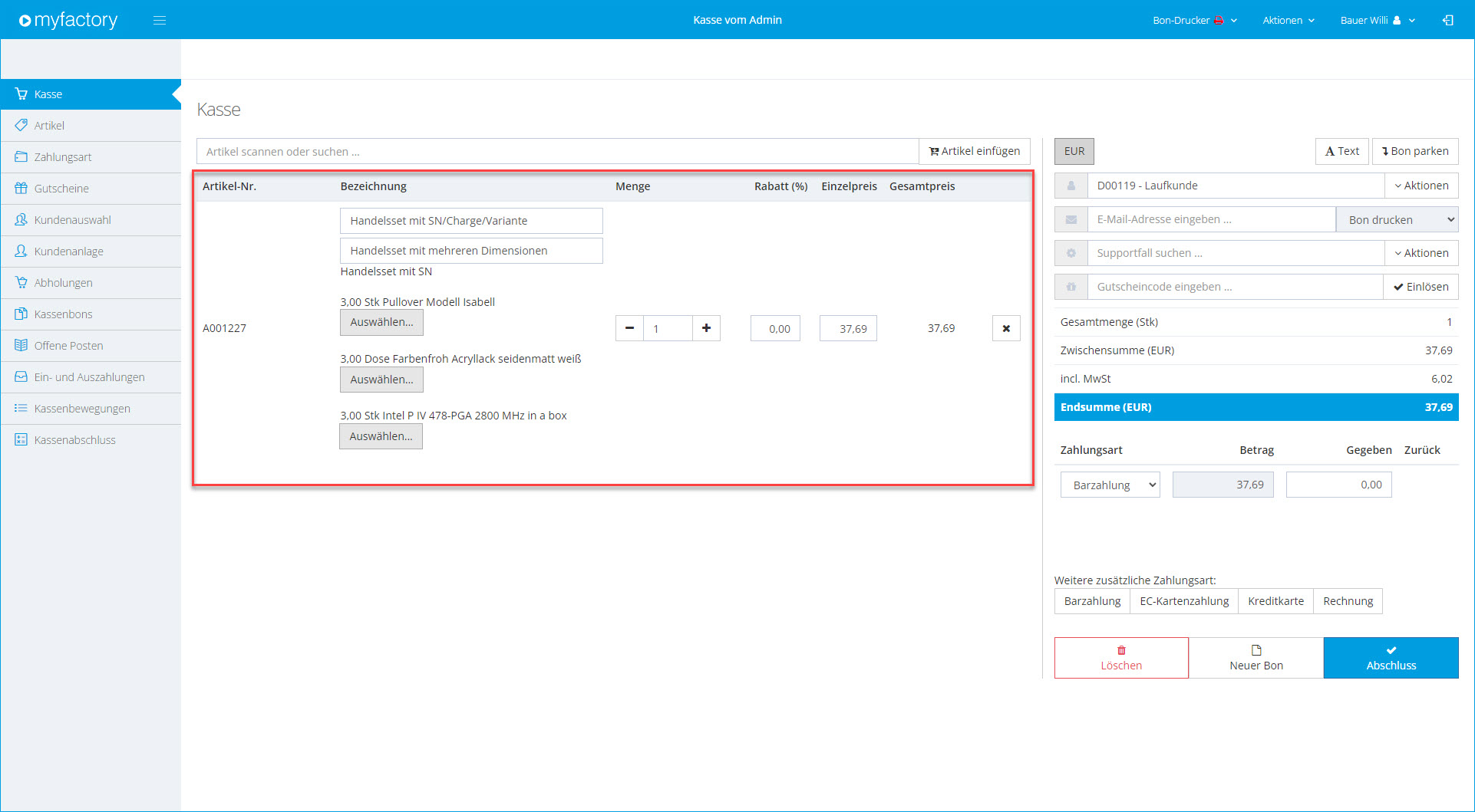 Myfactory.POS: Die Kasse nutzen 25