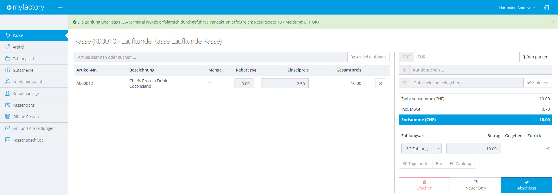 Myfactory.POS: Die Kasse nutzen 37
