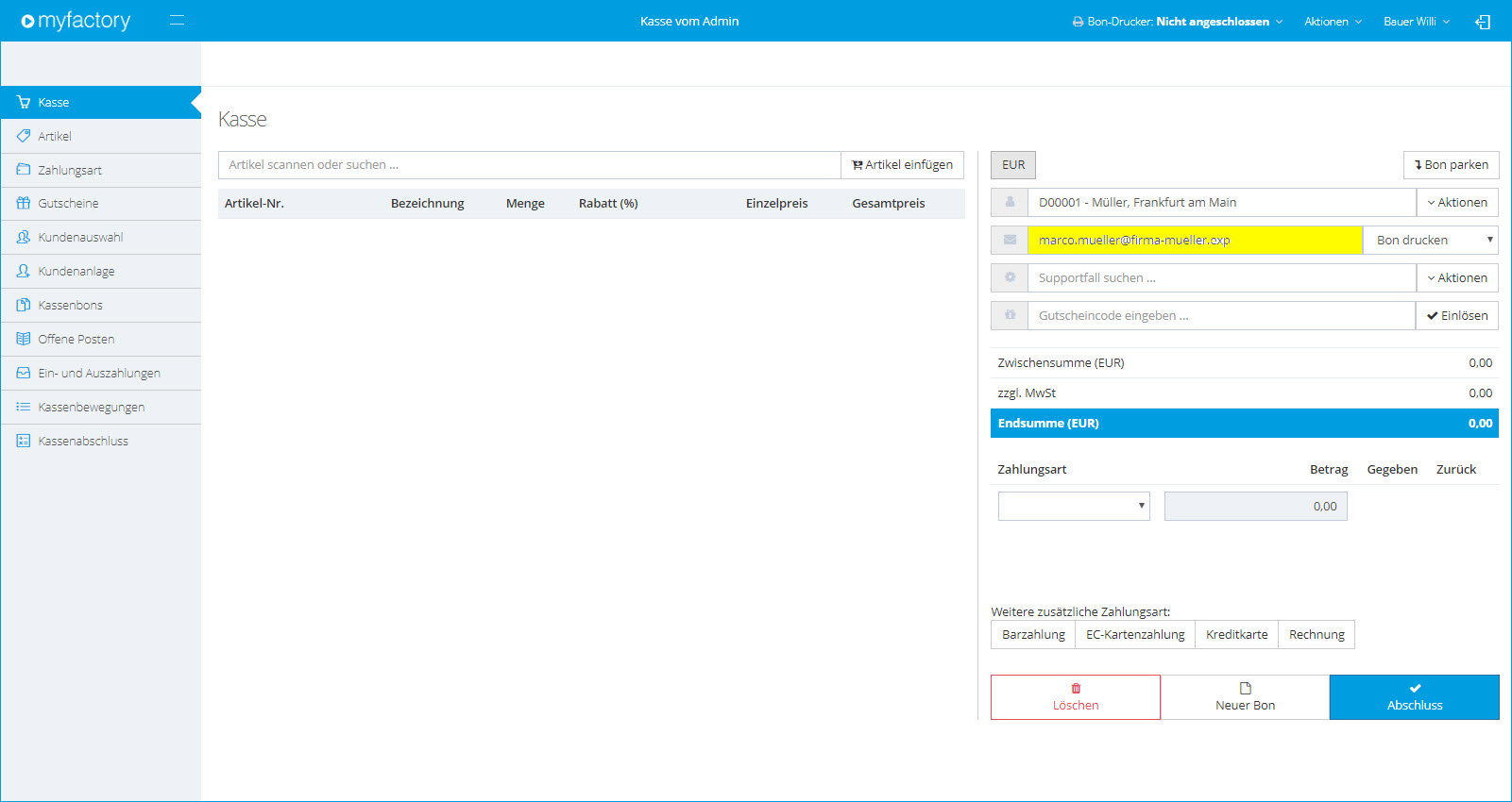 Myfactory.POS: Die Kasse nutzen 11