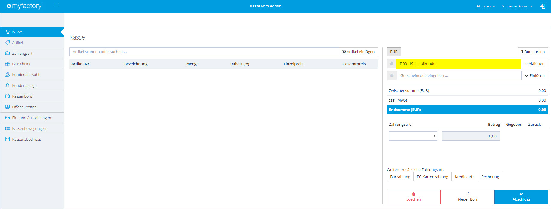 Myfactory.POS: Die Kasse nutzen 7
