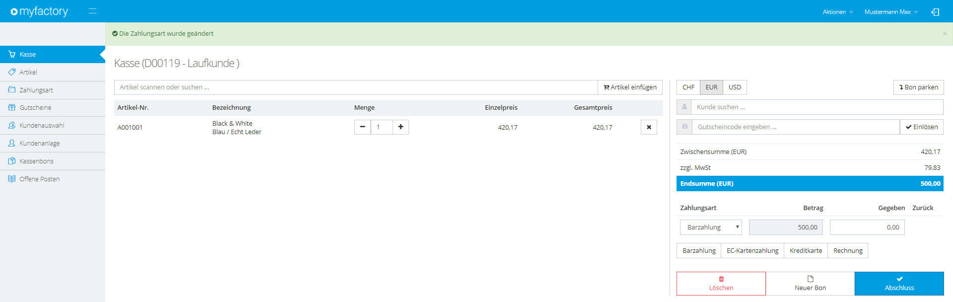 Myfactory.POS: Die Kasse nutzen 29