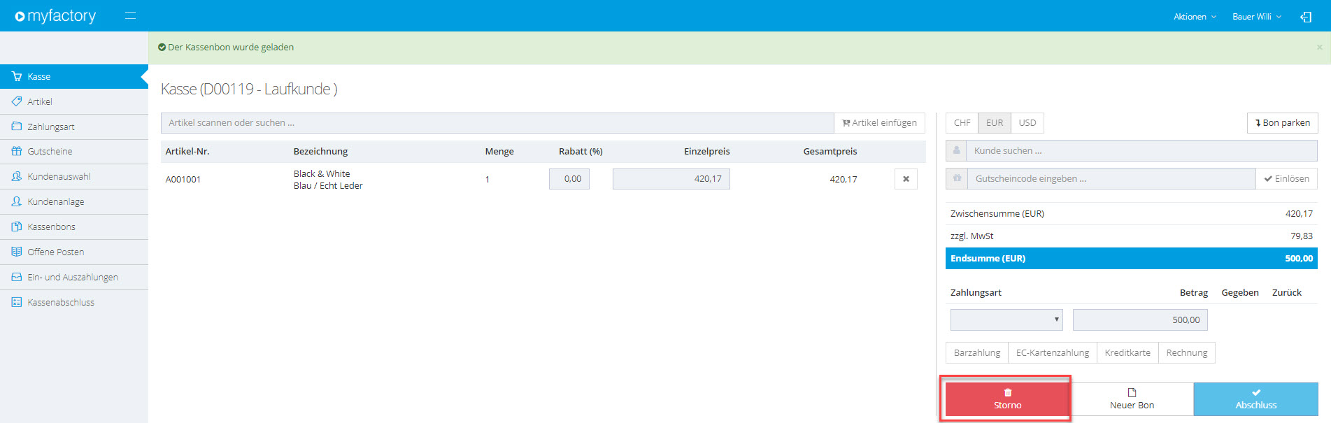Myfactory.POS: Die Kasse nutzen 77