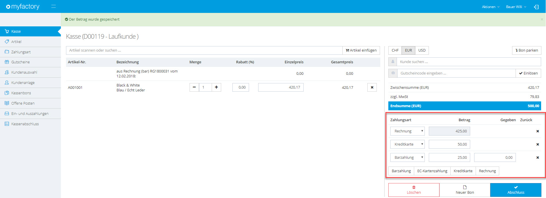 Myfactory.POS: Die Kasse nutzen 79