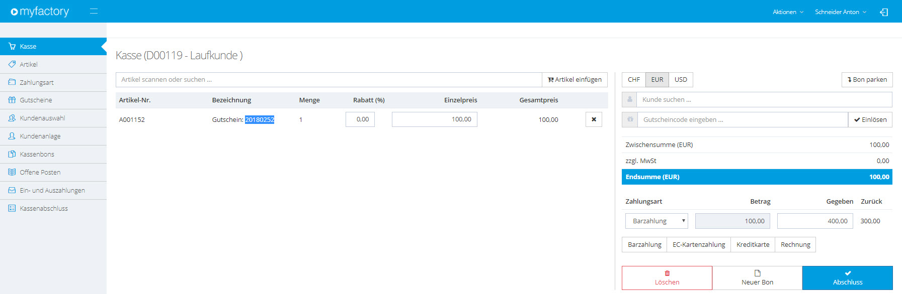 Myfactory.POS: Die Kasse nutzen 53