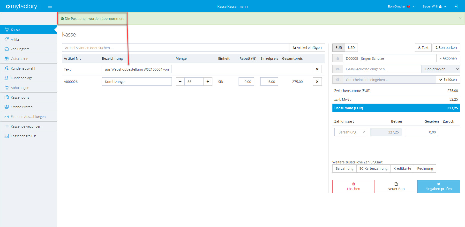 Myfactory.POS: Die Kasse nutzen 49