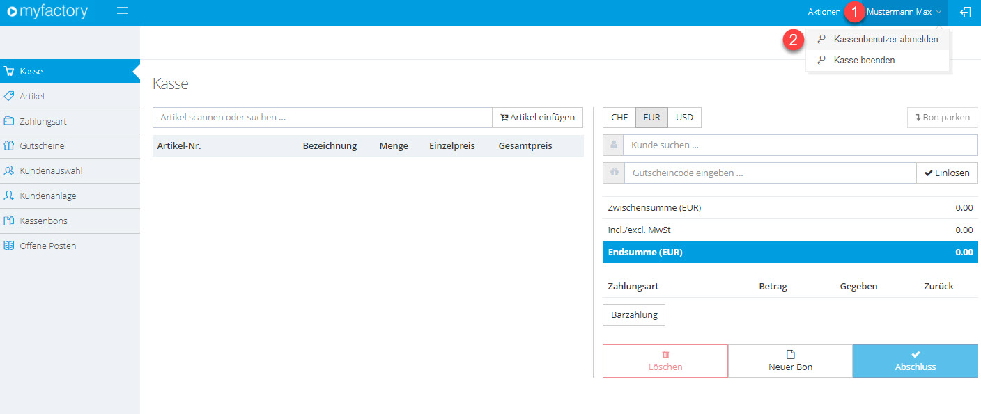 Myfactory.POS: Die Kasse nutzen 3