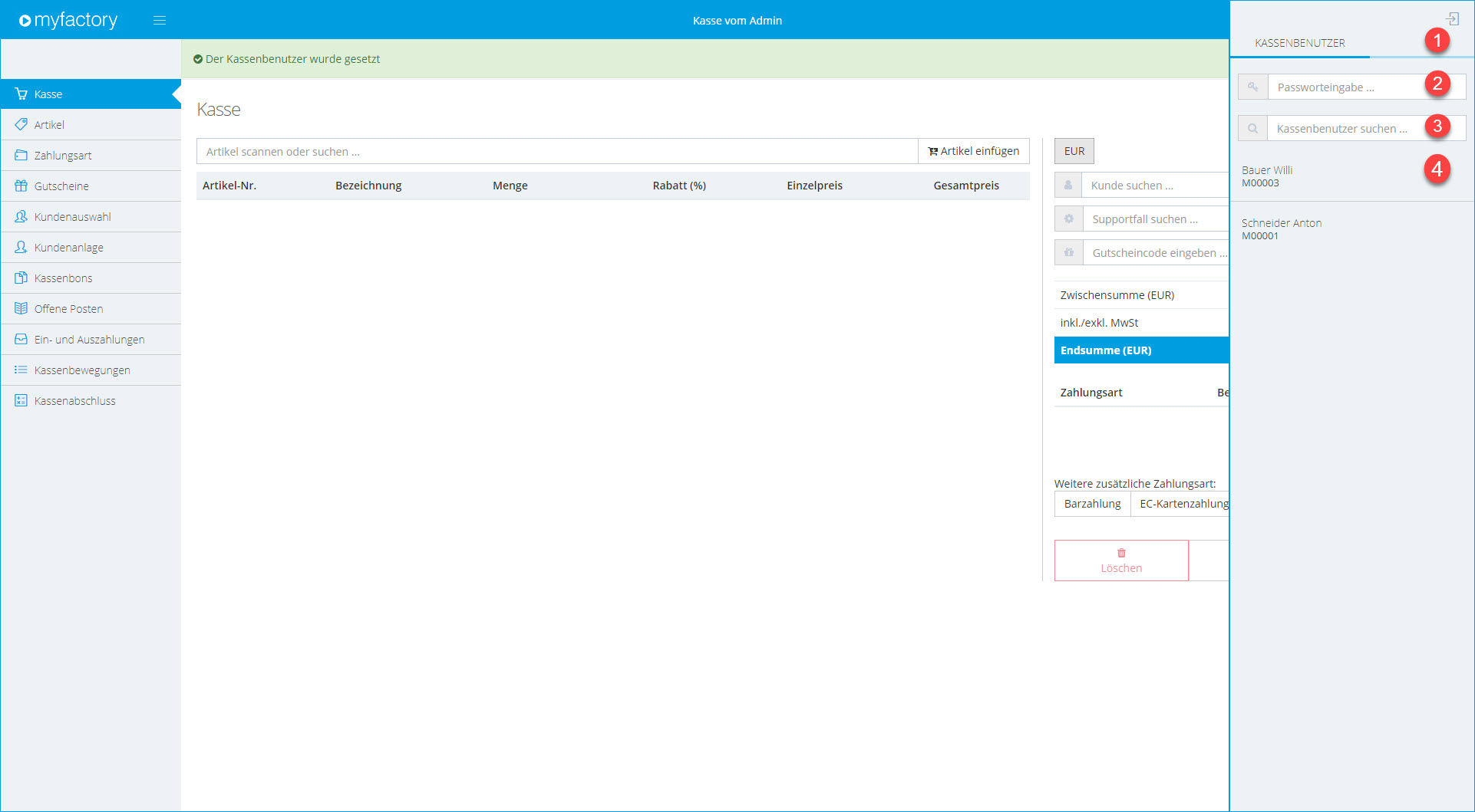 Myfactory.POS: Die Kasse nutzen 2