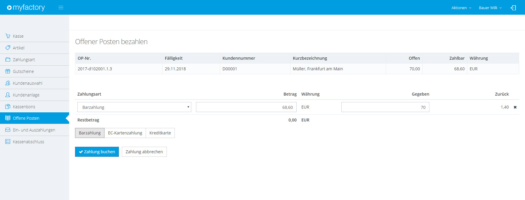 Myfactory.POS: Die Kasse nutzen 71