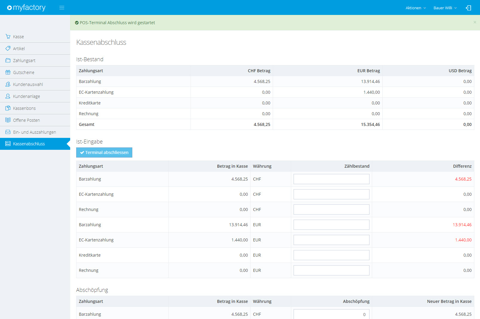 Myfactory.POS: Die Kasse nutzen 83