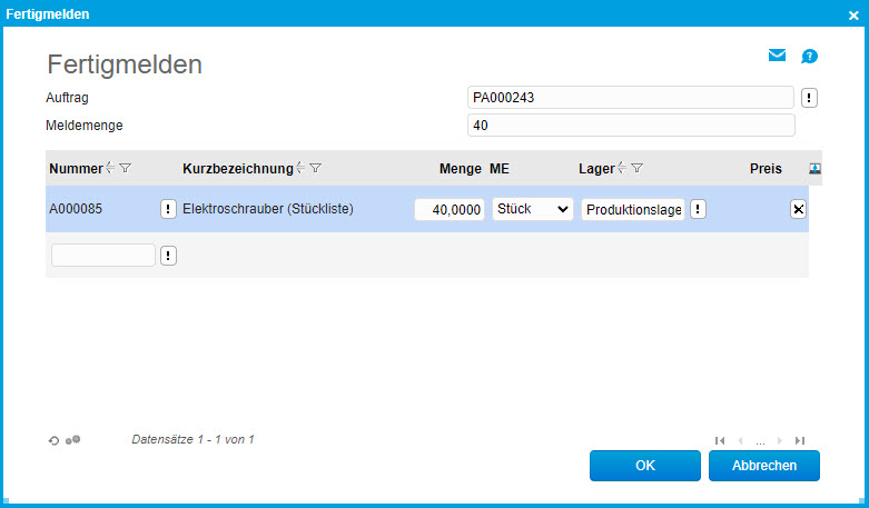 Produktionsauftrag fertigmelden 3