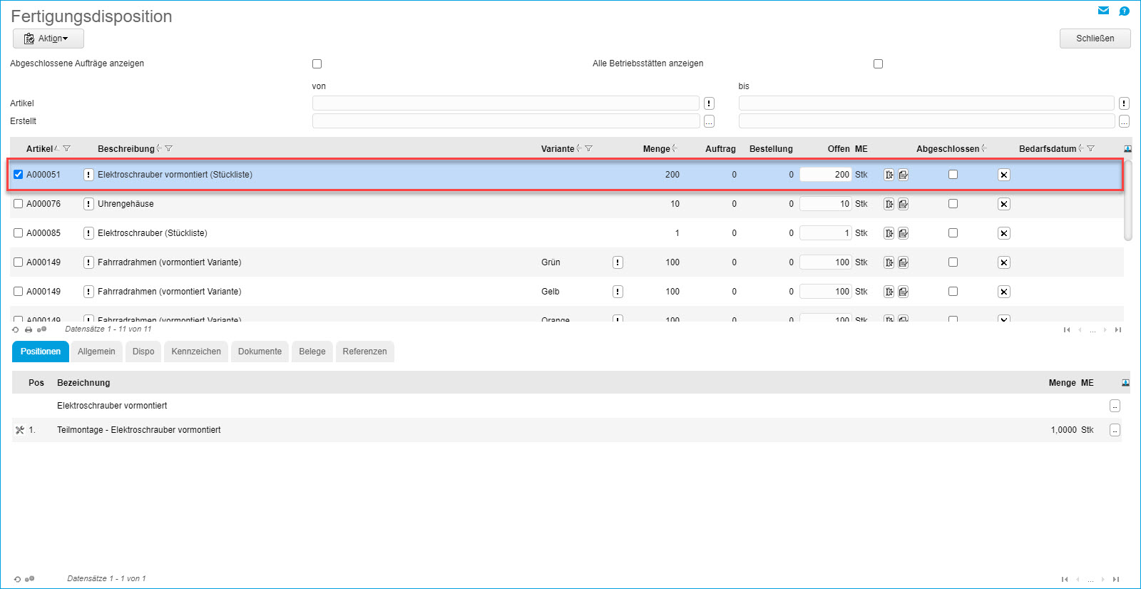 Fertigungsdisposition 3