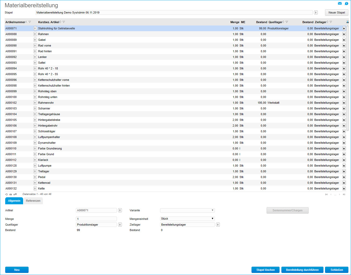 Materialbereitstellung 2