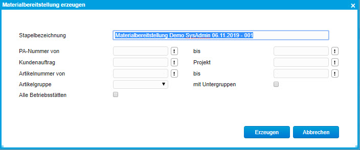 Materialbereitstellung 1