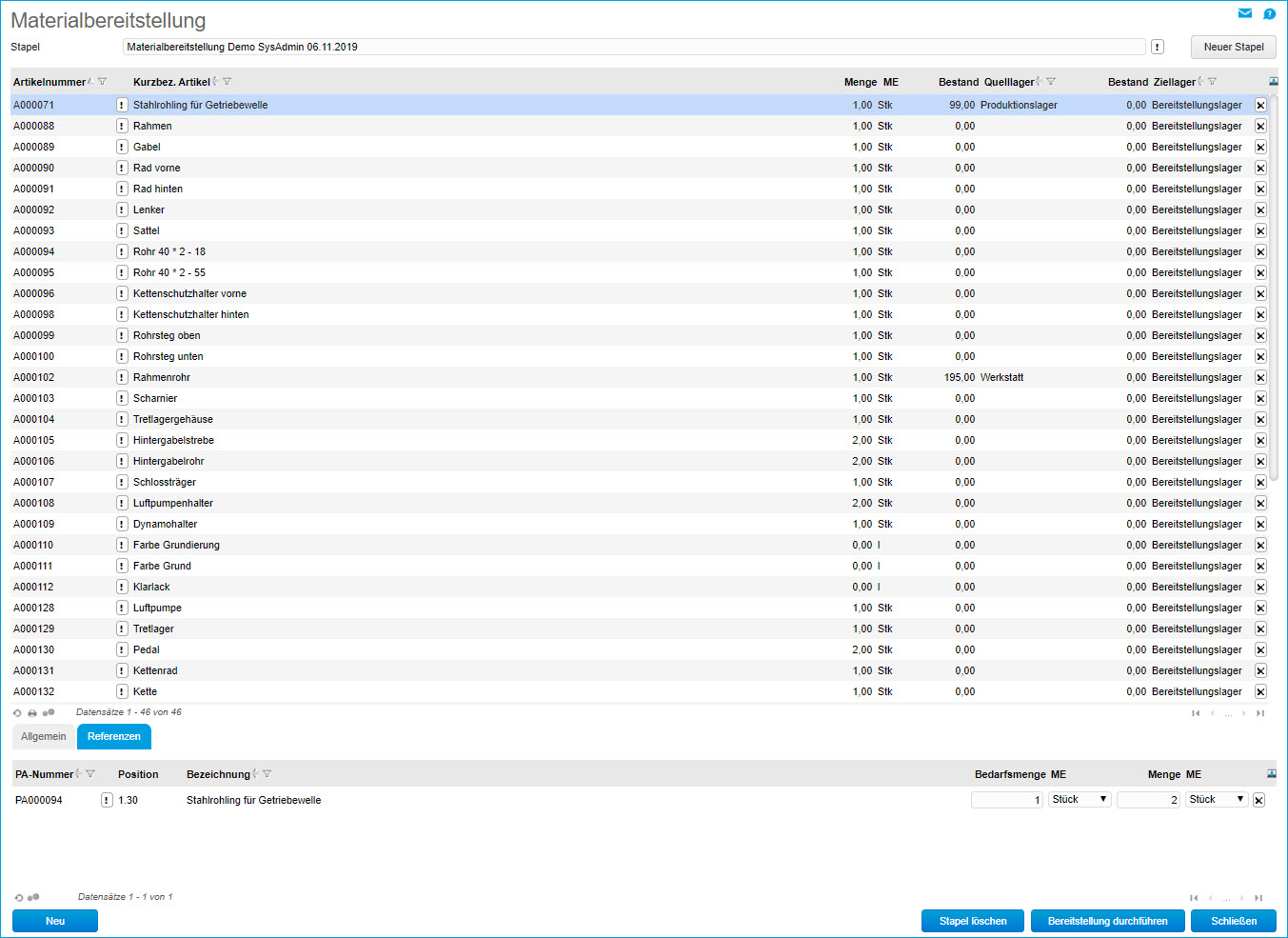 Materialbereitstellung 3