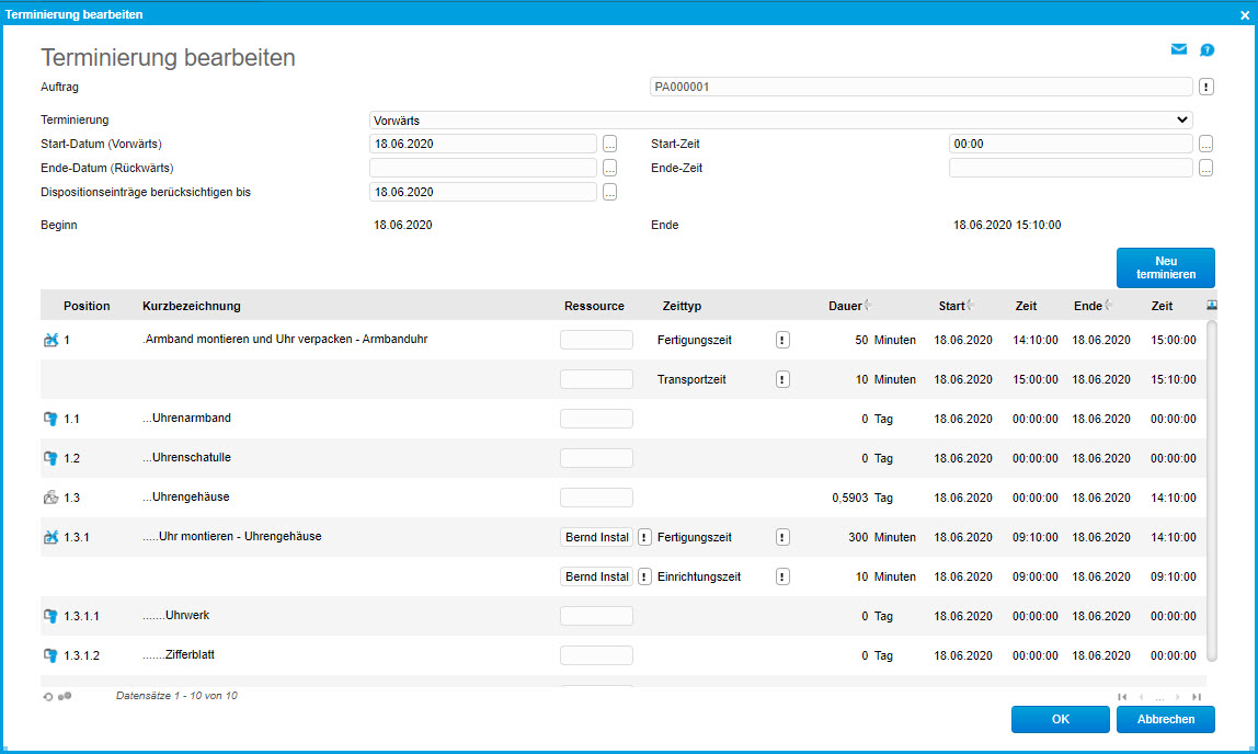 Optionen Terminsimulation 1