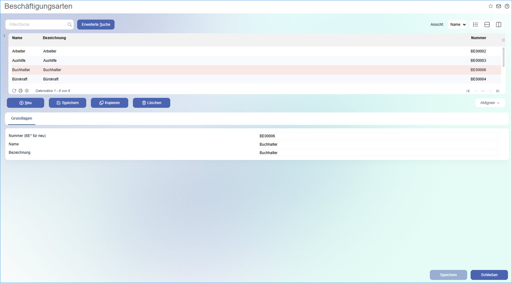 Beschäftigungsarten 0