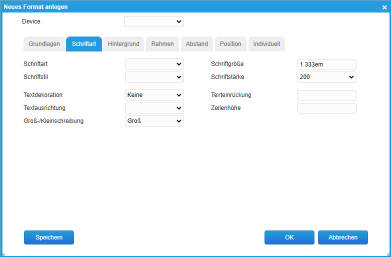 Formateinstellungen 2