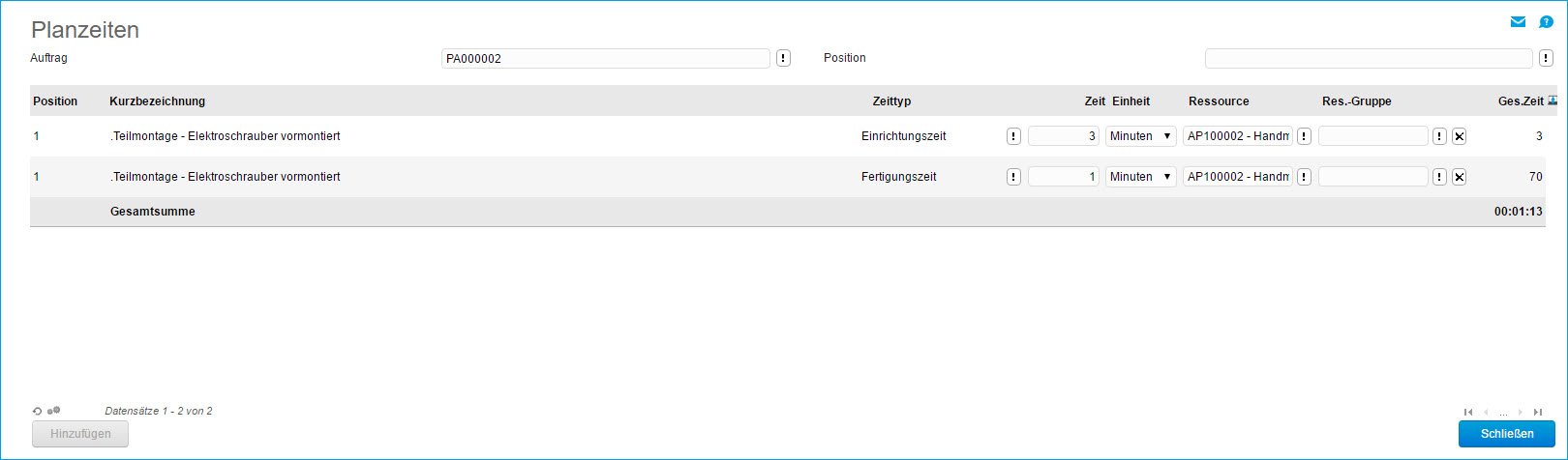Produktionsauftrag bearbeiten 42