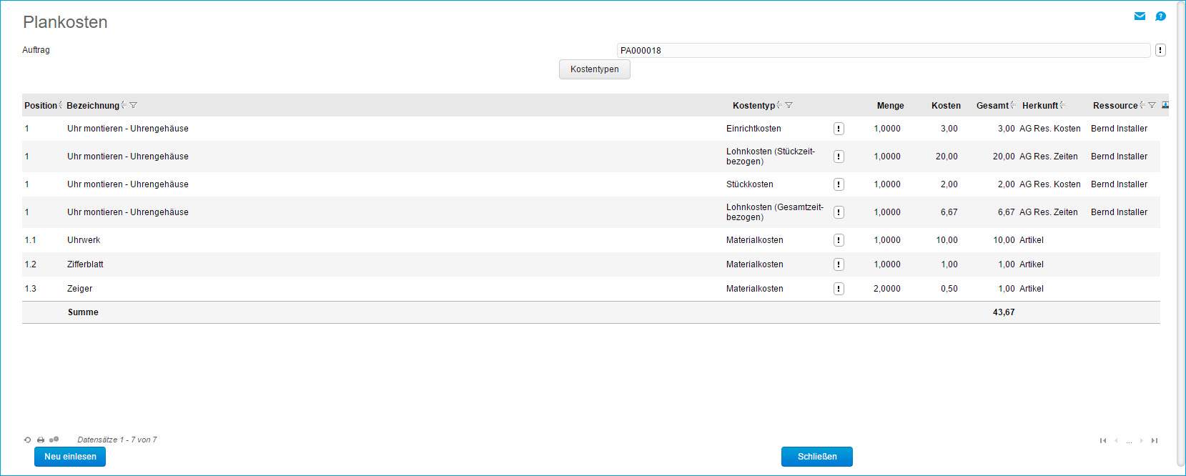 Produktionsauftrag bearbeiten 55