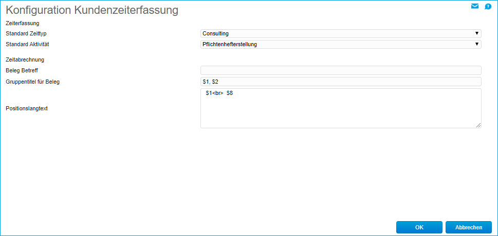 Konfiguration Kundenzeiterfassung 0
