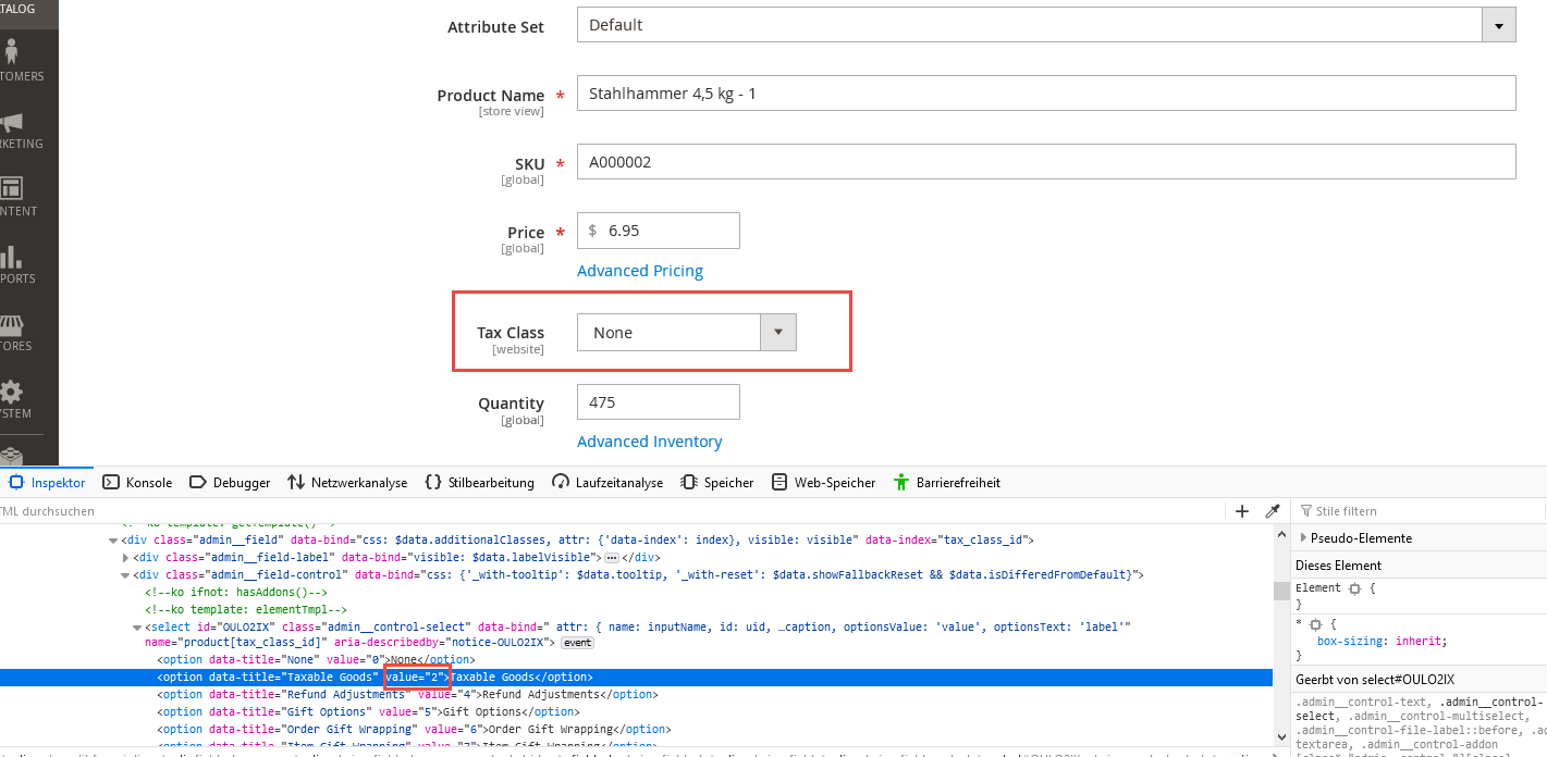 Magento-Schnittstelle 7
