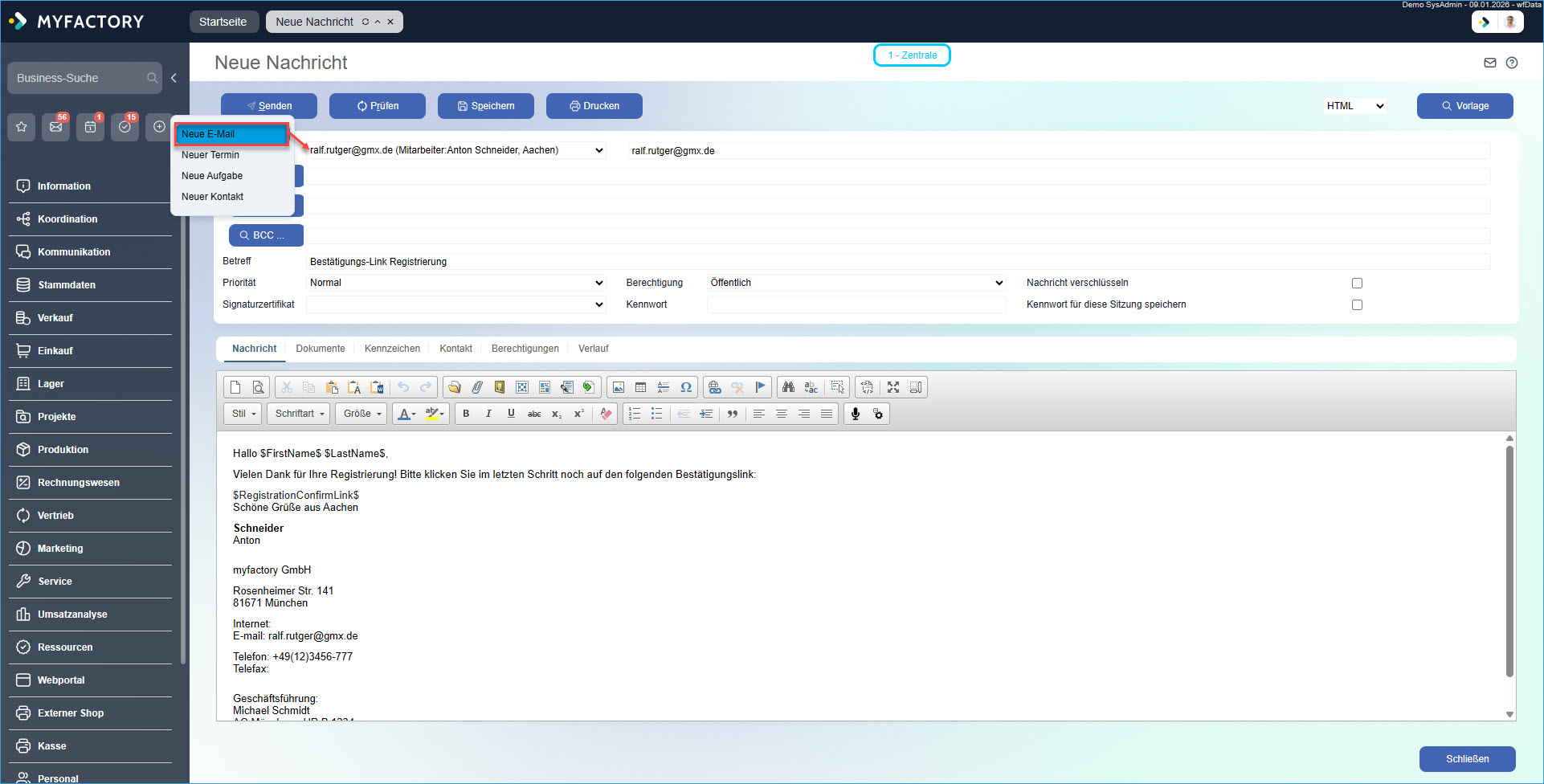 Neue E-Mail schreiben 0