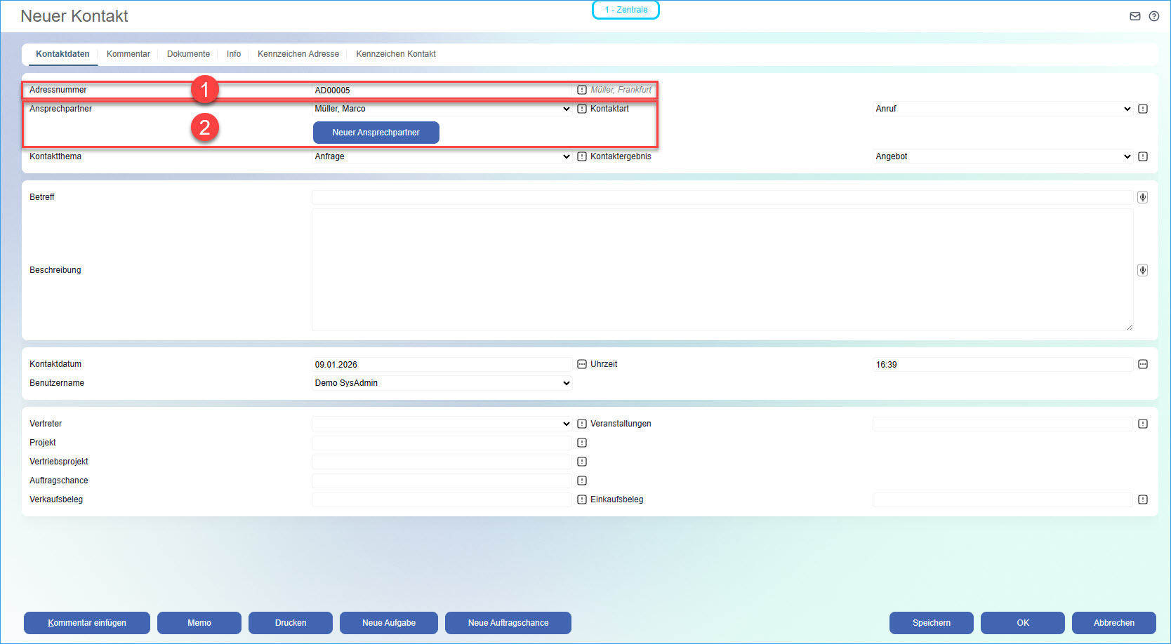 Neuen Kontakt erstellen 1