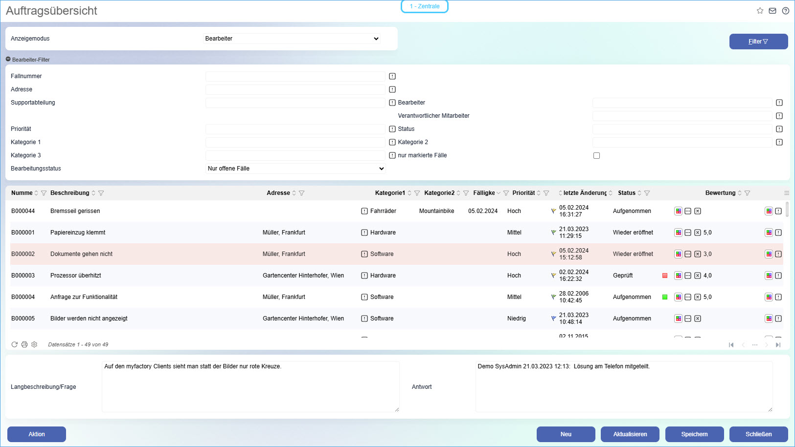 Auftragsübersicht 0