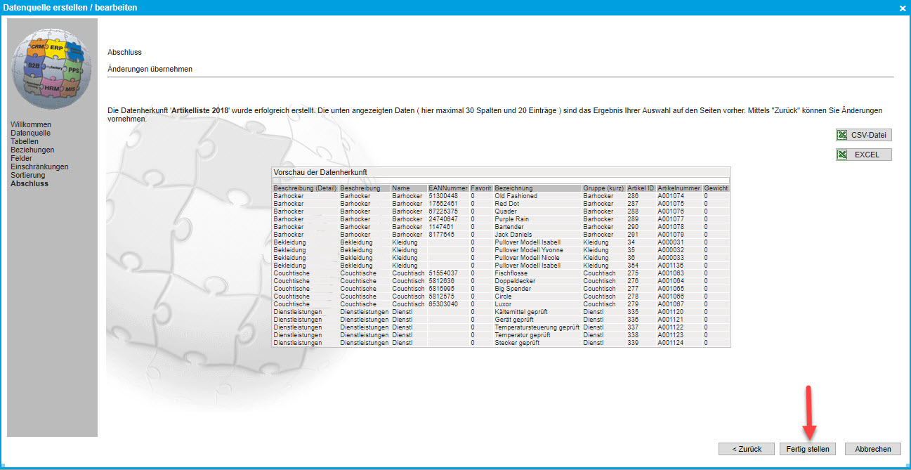Datenquellen-Assistent 7