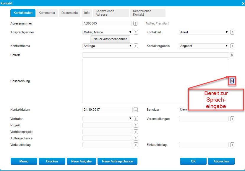So nutzen Sie die Chrome-Spracheingabe in der myfactory 3