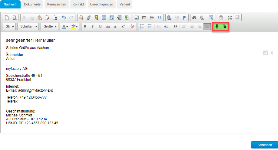 So nutzen Sie die Chrome-Spracheingabe in der myfactory 0