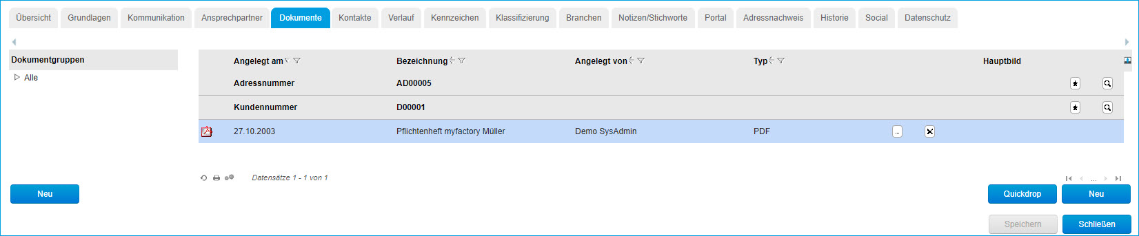 Register Dokumente 0