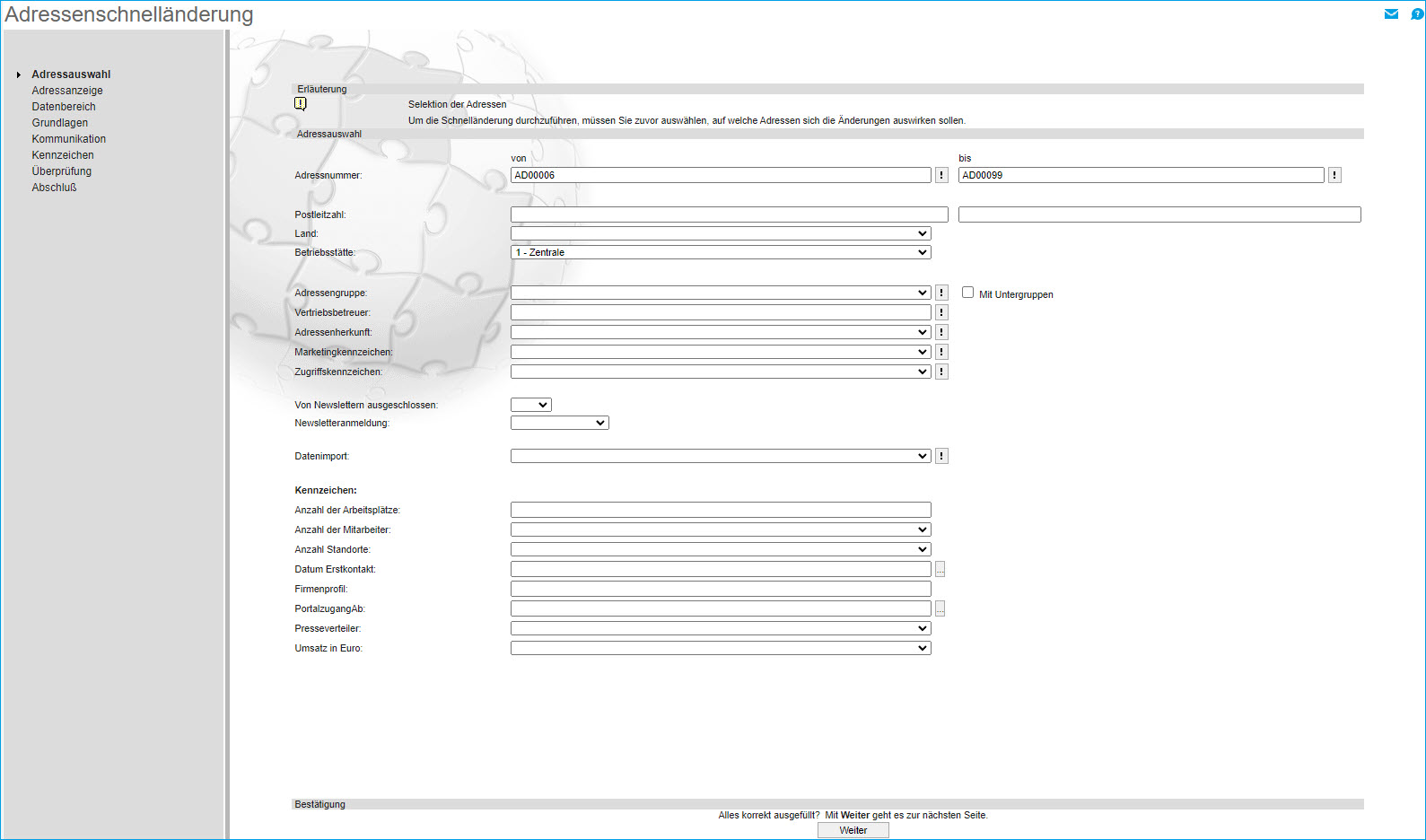 Adressenschnelländerung 0
