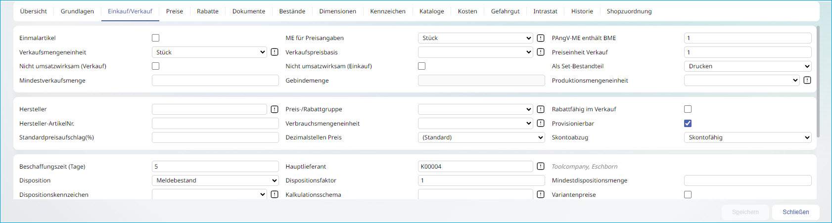 Register Einkauf/Verkauf 0