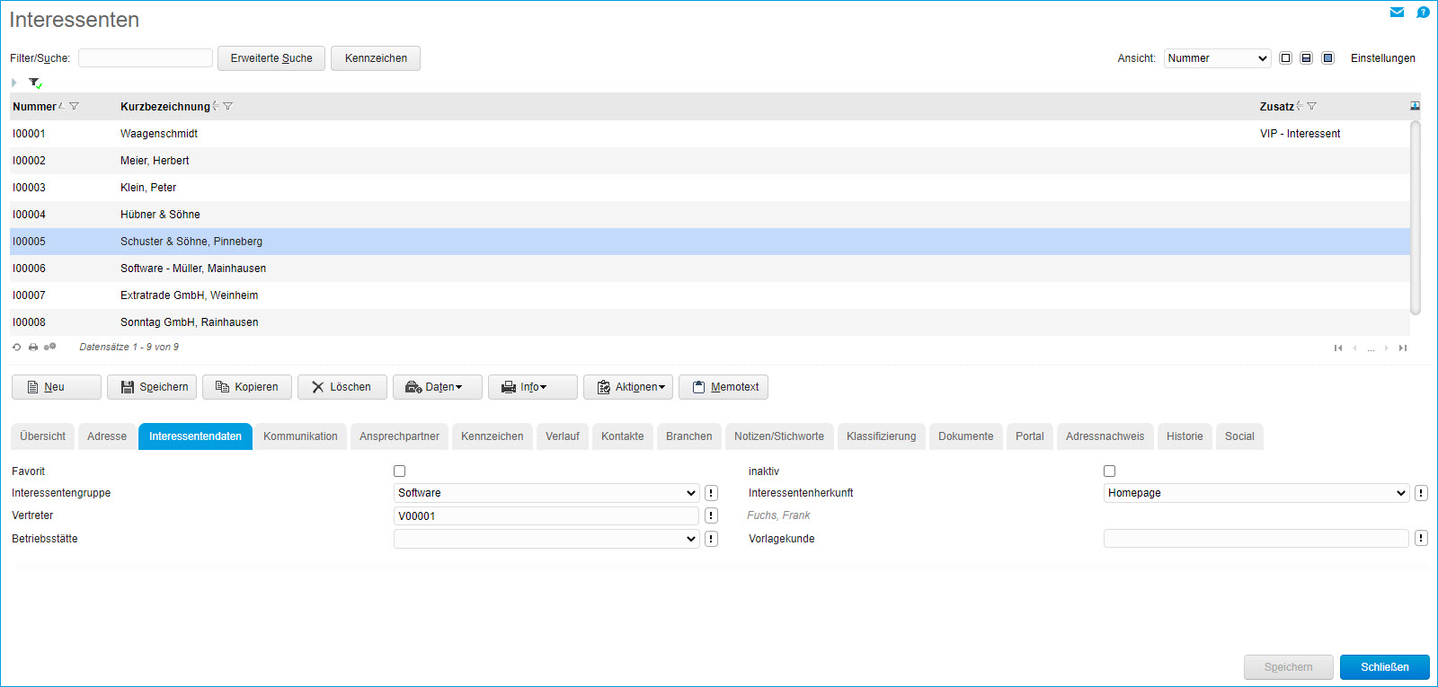 Register Interessentendaten 0