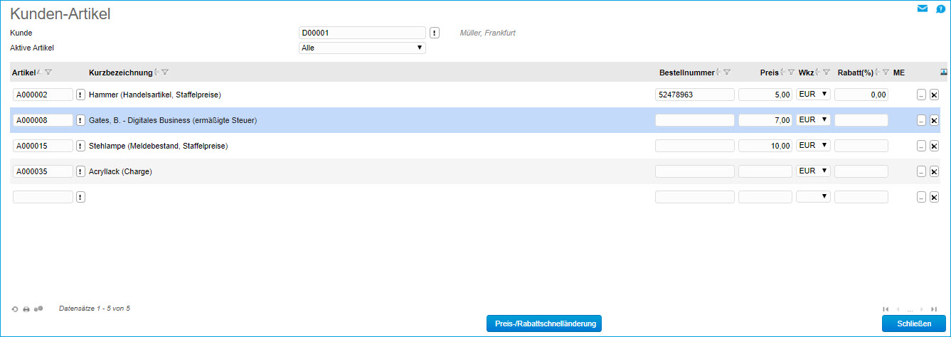 Kunden-Artikeldaten 0