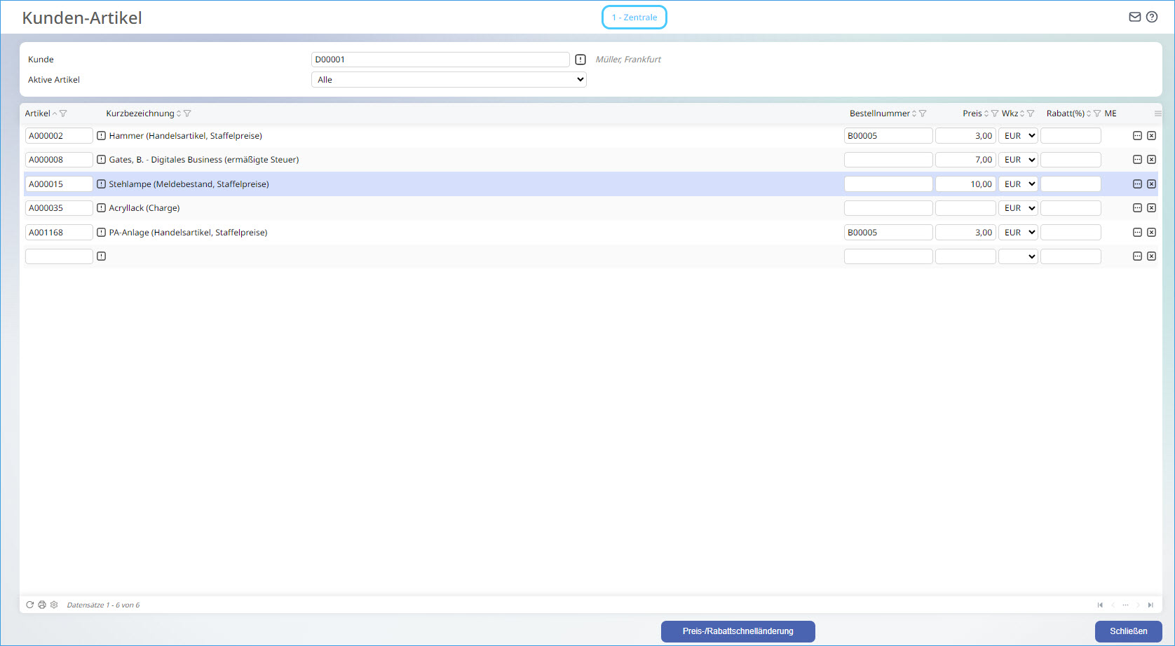 Kunden-Artikeldaten 0