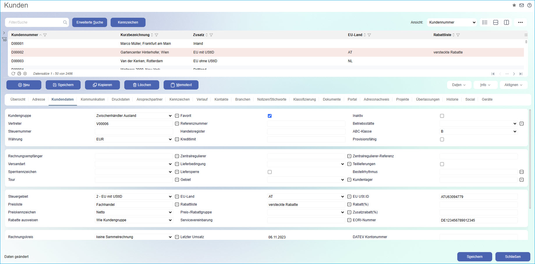 Register Kundendaten 0